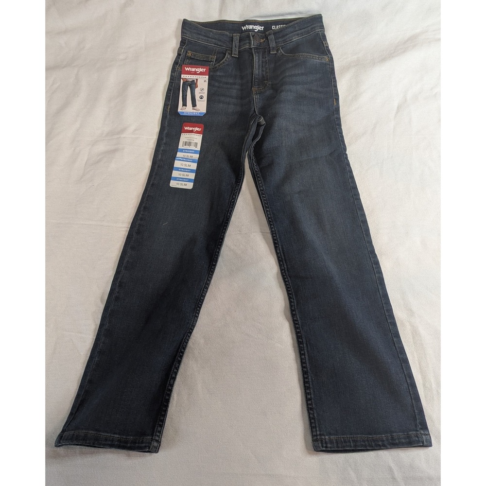 Wrangler Boys 10 Slim Five Star Classic Straight Leg Jeans NWT Dark Wash Stretch